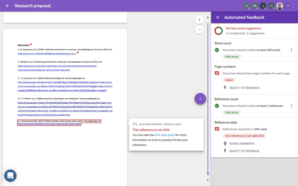 screenshot of FeedbackFruits Tool Suite